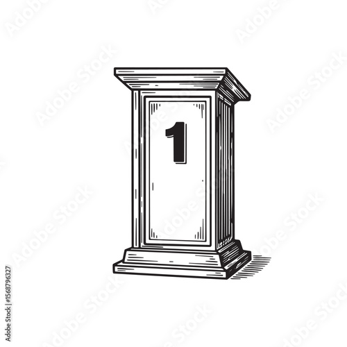 Vintage art podium illustration featuring number one perfect for logos and promotional materials