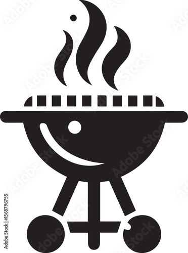 black logo BBQ illustration vector, barbecue grill vector