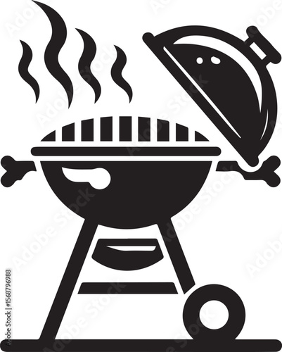 black logo BBQ illustration vector, barbecue grill vector