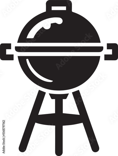 black logo BBQ illustration vector, barbecue grill vector