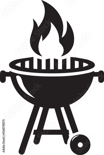 black logo BBQ illustration vector, barbecue grill vector