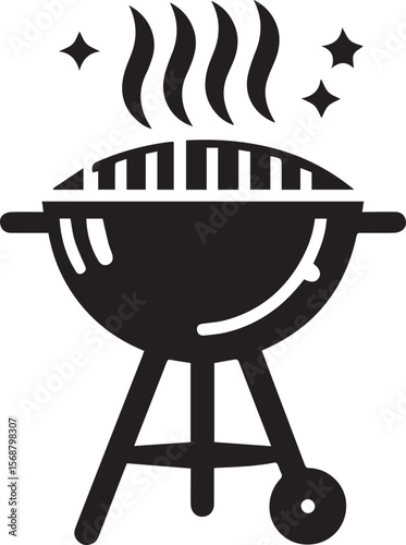 black logo BBQ illustration vector, barbecue grill vector