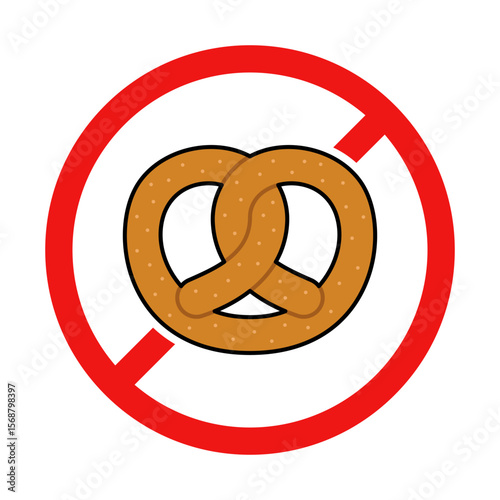 No Pretzel Sign on White Background