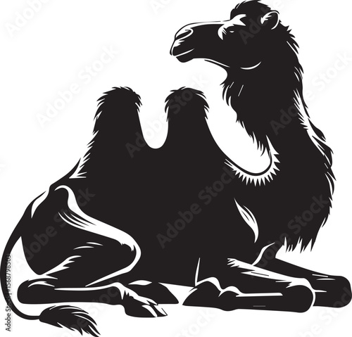 black logo camel is sitting vector, logo camel is sitting vector illustration