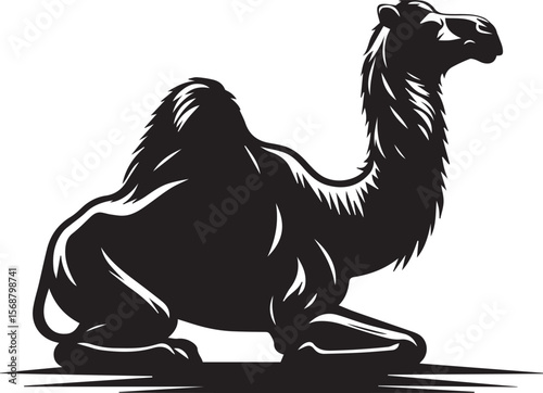 black logo camel is sitting vector, logo camel is sitting vector illustration