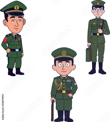 Cartoon Military Officers