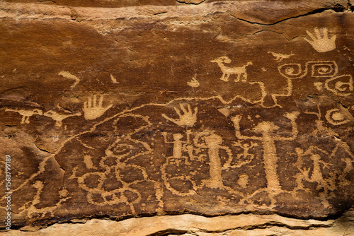 700 year old ancestral Puebloan petroglyphs from Mesa Verde National Park, Colorado 