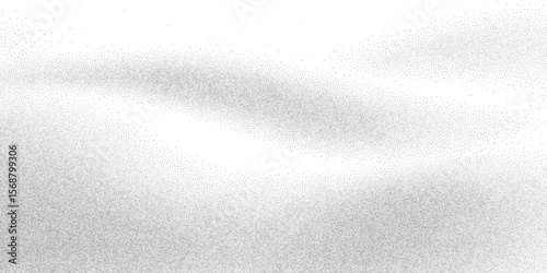 Monochrome noise texture with soft flowing gradient and scattered dots. Halftone stipple structure with grunge shading and light distortion. Vector illustration