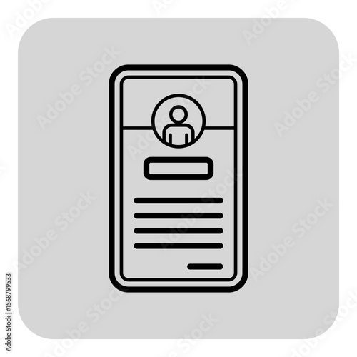 User profile icon on light gray background. Person on smartphone screen. Profile or contact information setting concept