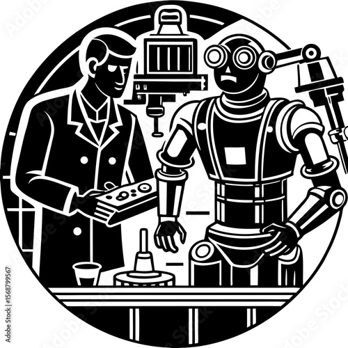 construction worker with hammer and chisel