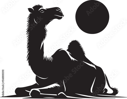 black logo camel is sitting vector, logo camel is sitting vector illustration