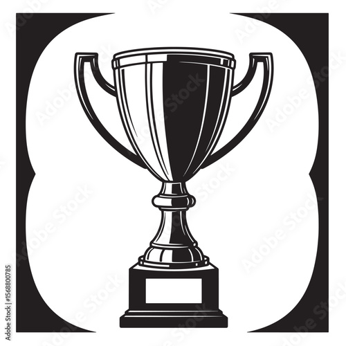Classic black and white trophy vector illustration award winning ceremony and achievement competition symbol vintage art