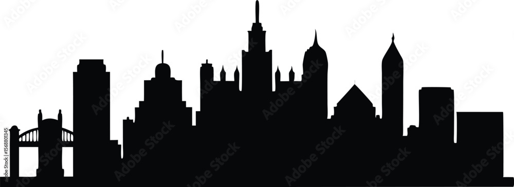 Fototapeta premium Pittsburgh skyline horizontal banner. Black and white silhouette of Pittsburgh, Pittsburgh, Pennsylvania skyline. Detailed vector silhouette