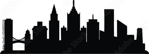 Pittsburgh skyline horizontal banner. Black and white silhouette of Pittsburgh, Pittsburgh, Pennsylvania skyline. Detailed vector silhouette