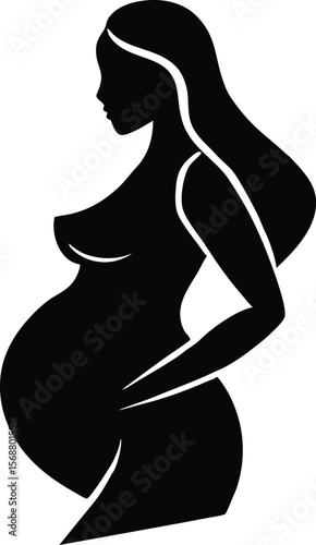silhouette  of pregnant. silhouette of pregnant woman vector, woman silhouette vector design