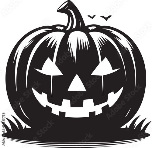 halloween pumpkin vector illustration, halloween pumpkin silhouette vector, pumpkin face