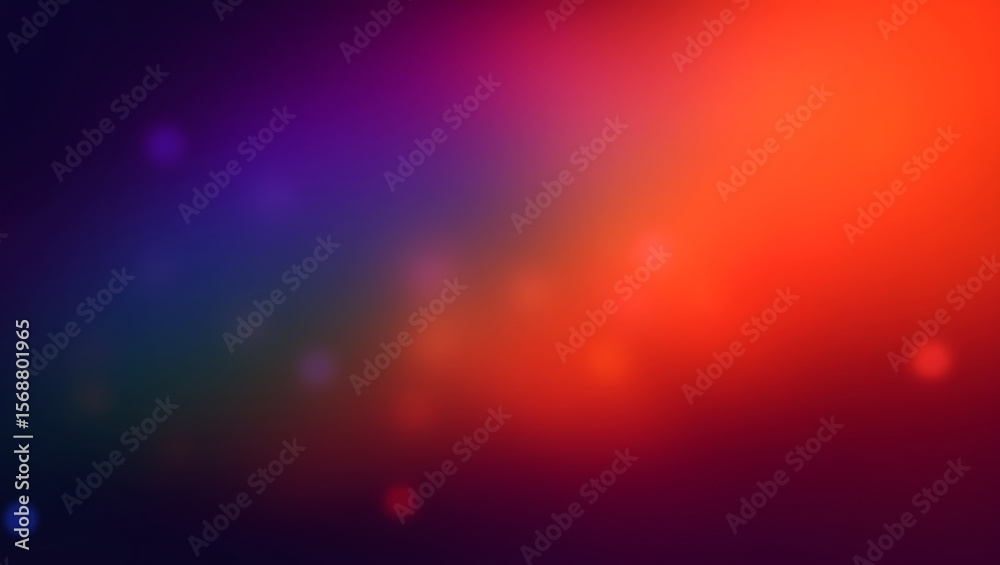 Obraz premium Abstract gradient background with soft bokeh lights transitioning from deep purple to vibrant orange and red hues