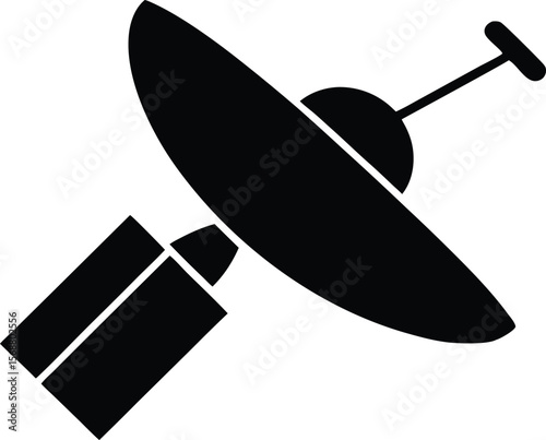 Satellite dish icon, antenna silhouette vector