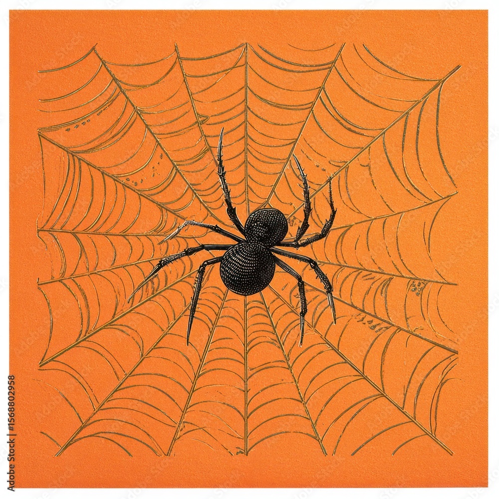 Obraz premium spider and web halloween card