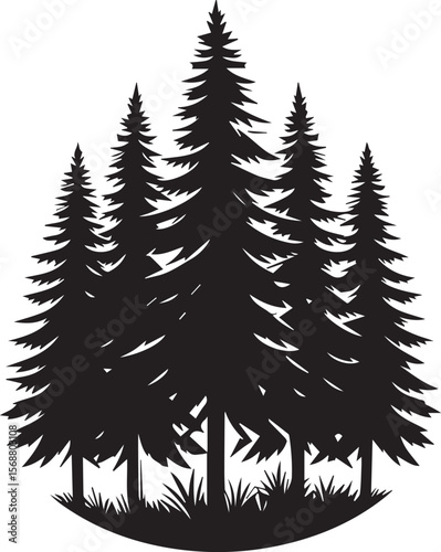 set of trees vector, pine tree silhouette vector illustration, pine tree silhouette vector, pine tree icon