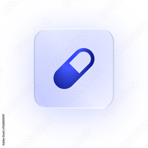 Glassmorphism Icon Capsule Pill Icon Pill Icon Soft Shadow Glassmorphic Medicine Icon Drug Icon Health Icon Tablet Icon Supplement Icon Pharmaceutical Icon Medical Capsule