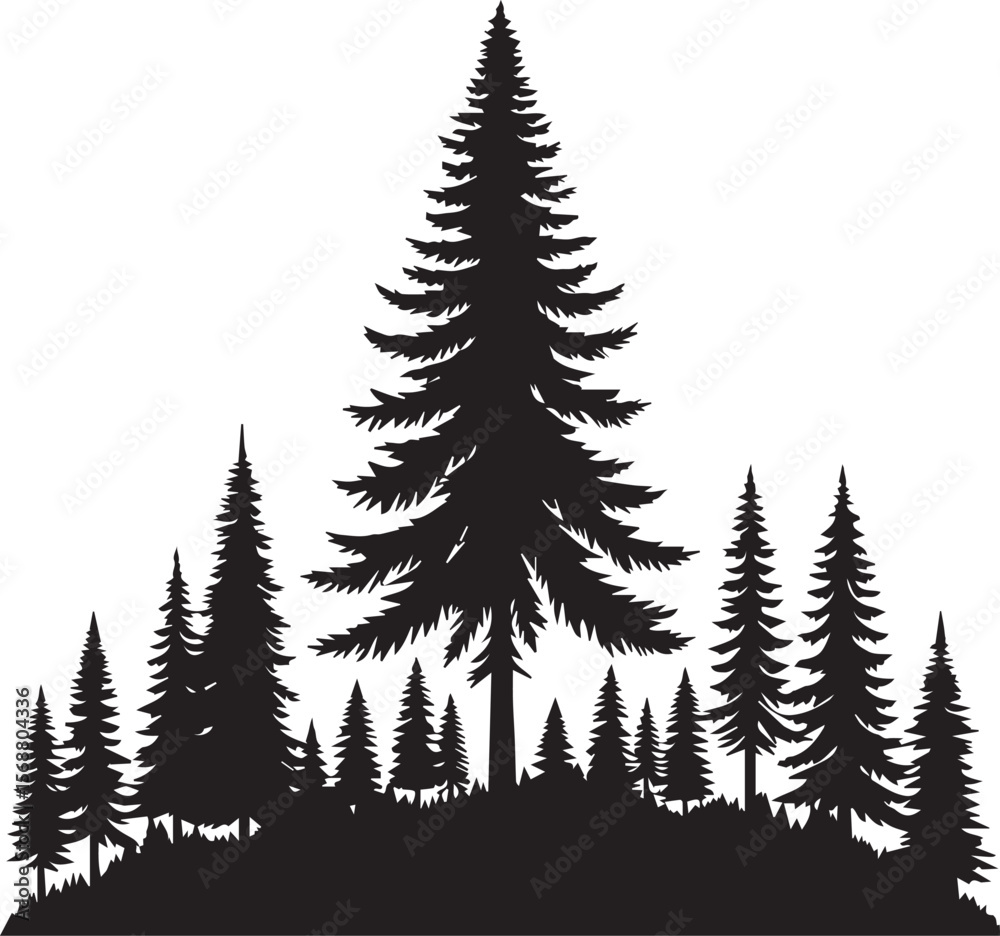 Fototapeta premium set of trees vector, pine tree silhouette vector illustration, pine tree silhouette vector, pine tree icon