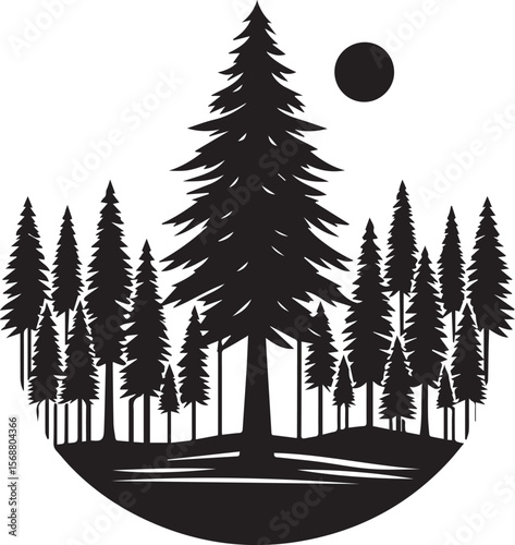 set of trees vector, pine tree silhouette vector illustration, pine tree silhouette vector, pine tree icon
