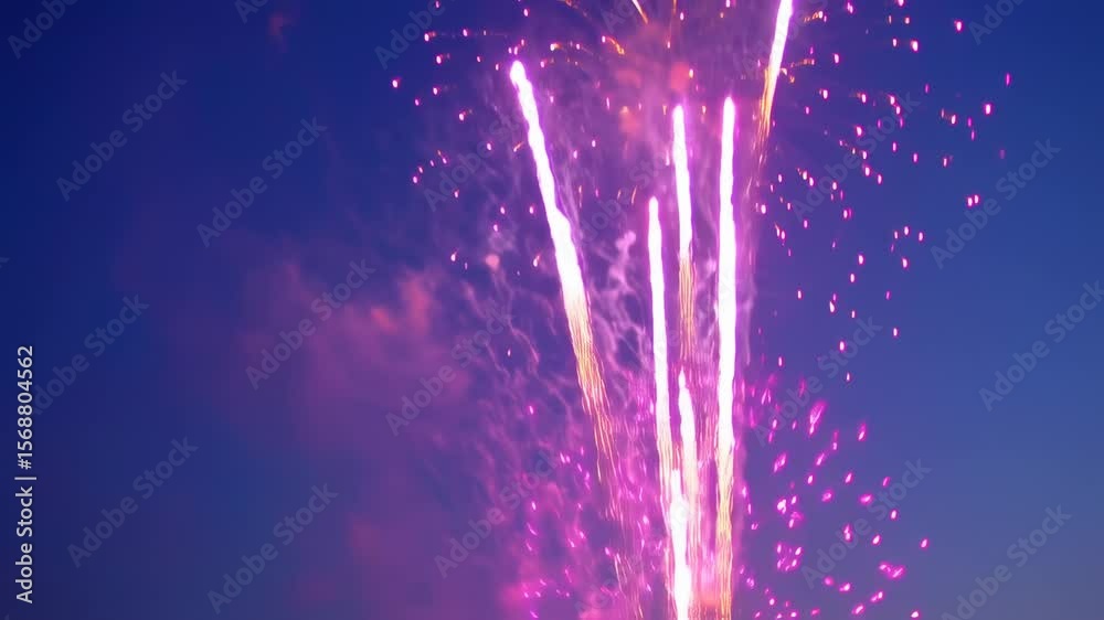 Spectacular pyrotechnic displays painting the twilight sky with vibrant colors celebration