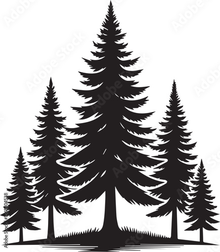 set of trees vector, pine tree silhouette vector illustration, pine tree silhouette vector, pine tree icon