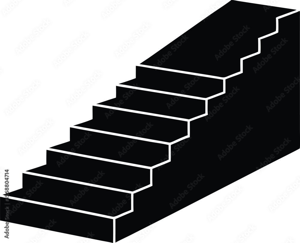 custom made wallpaper toronto digitalStairs, Businessman silhouette climbing stairs on white background