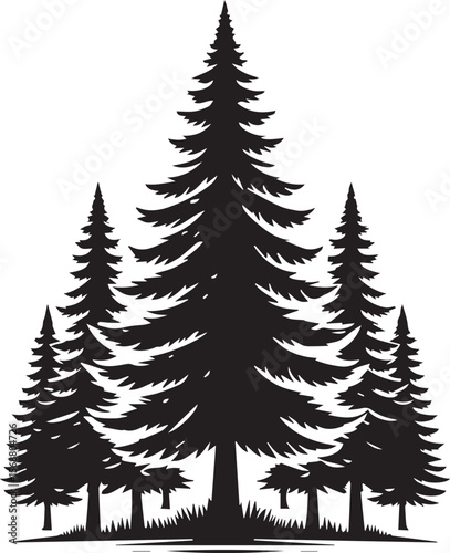 set of trees vector, pine tree silhouette vector illustration, pine tree silhouette vector, pine tree icon