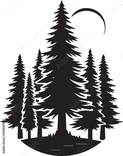 set of trees vector, pine tree silhouette vector illustration, pine tree silhouette vector, pine tree icon