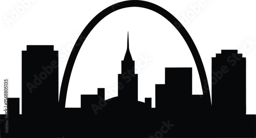 The silhouette of the St.Louis skyline. St. Louis Missouri Skyline BW, abstract painting travel poster urban landscape modern art downtown skyline illustration