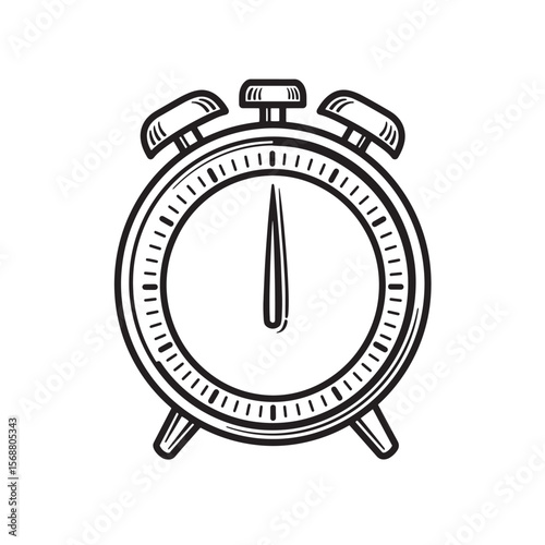 Vintage art alarm clock illustration showing time measurement deadline concept