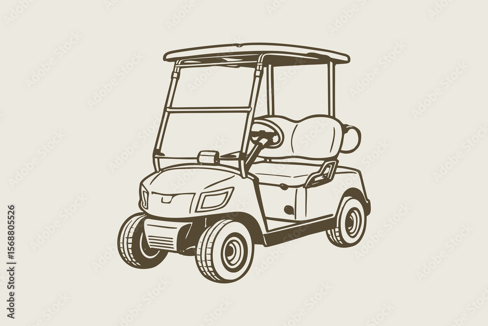 Fototapeta premium lineart illustration of a golf cart with a vintage look
