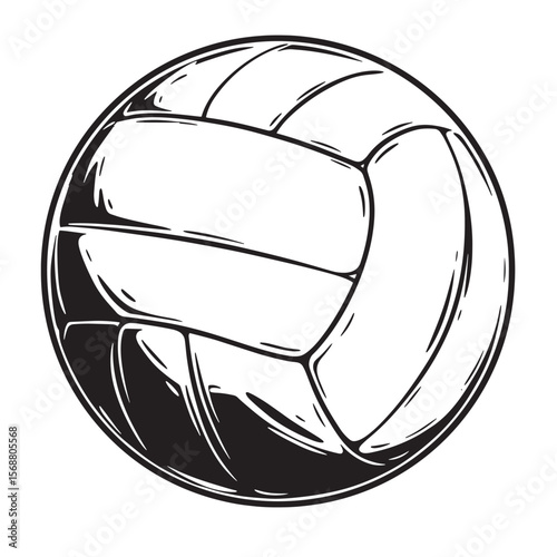Vintage art black and white illustration of a volleyball suitable for sports and athletic design