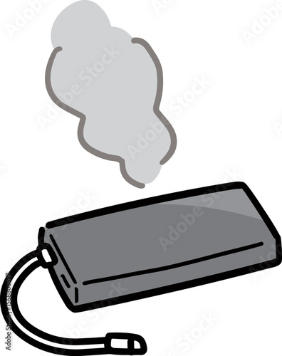煙が出ているモバイルバッテリーのイラスト