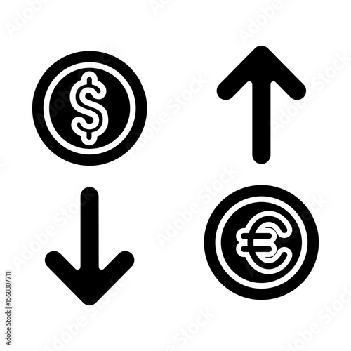 Interest Rate Fluctuations: Dollar and Euro Percentage Changes vector icon solid style