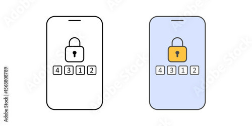 Code authentication icon with phone displaying 6 digit code, ideal for two factor authentication, digital security, and everyday privacy illustrations.