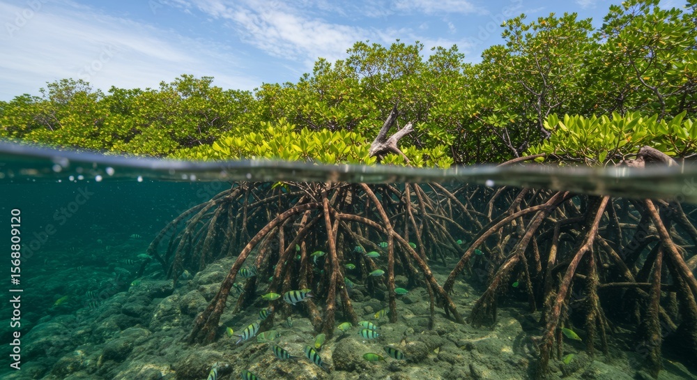 Obraz premium Coastal Mangroves and Coral Reef Biodiversity