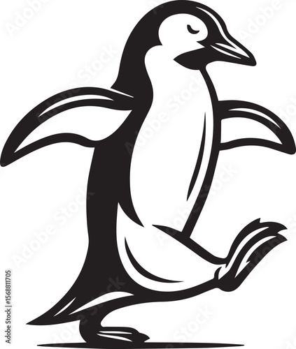 penguin silhouette vector, logo vector illustration, penguin vector design