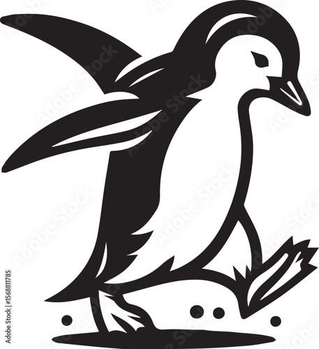 penguin silhouette vector, logo vector illustration, penguin vector design