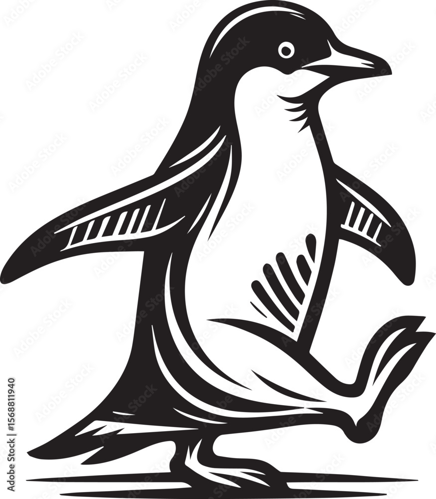 Obraz premium penguin silhouette vector, logo vector illustration, penguin vector design