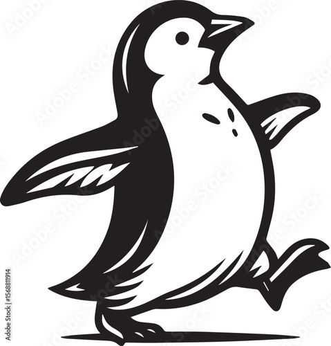 penguin silhouette vector, logo vector illustration, penguin vector design