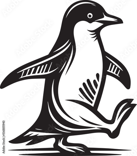 penguin silhouette vector, logo vector illustration, penguin vector design