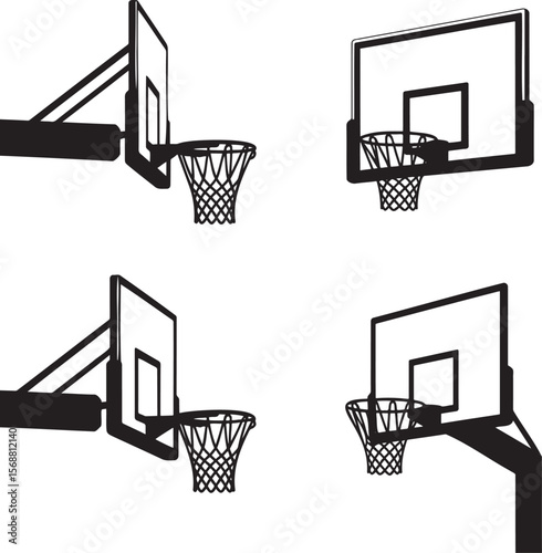 Set of Basketball hoop silhouette vector illustration isolated On Transparent Background