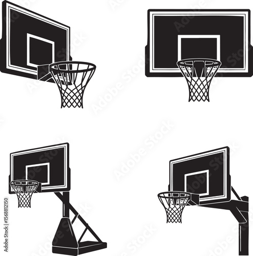 Set of Basketball hoop silhouette vector illustration isolated On Transparent Background