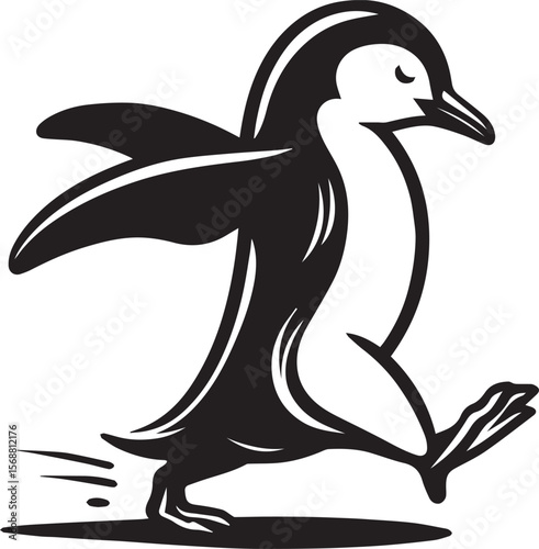 penguin silhouette vector, logo vector illustration, penguin vector design
