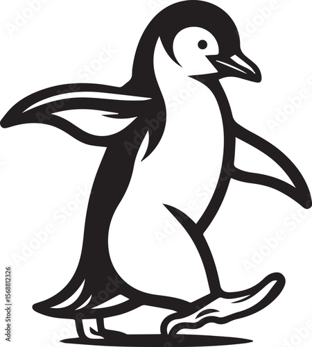 penguin silhouette vector, logo vector illustration, penguin vector design