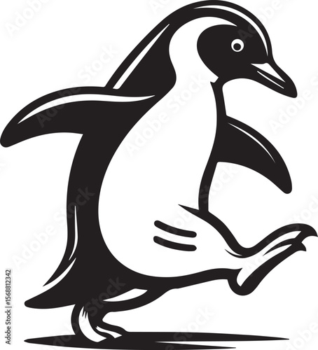 penguin silhouette vector, logo vector illustration, penguin vector design
